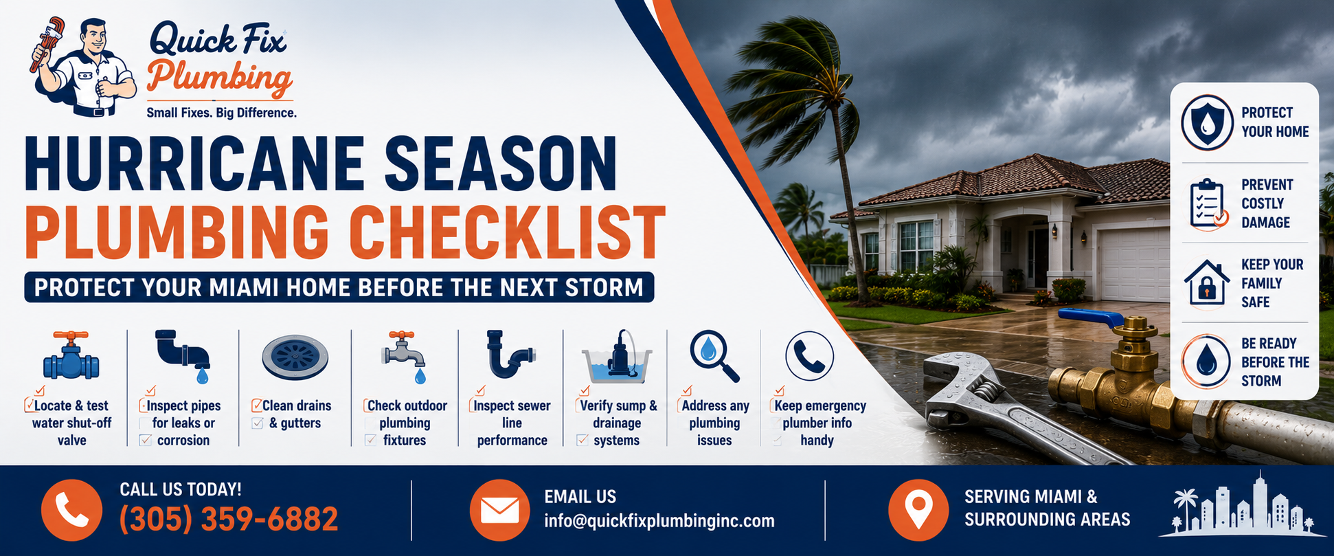 Hurricane Season Plumbing Checklist: How to Protect Your Miami Home Before the Next Storm