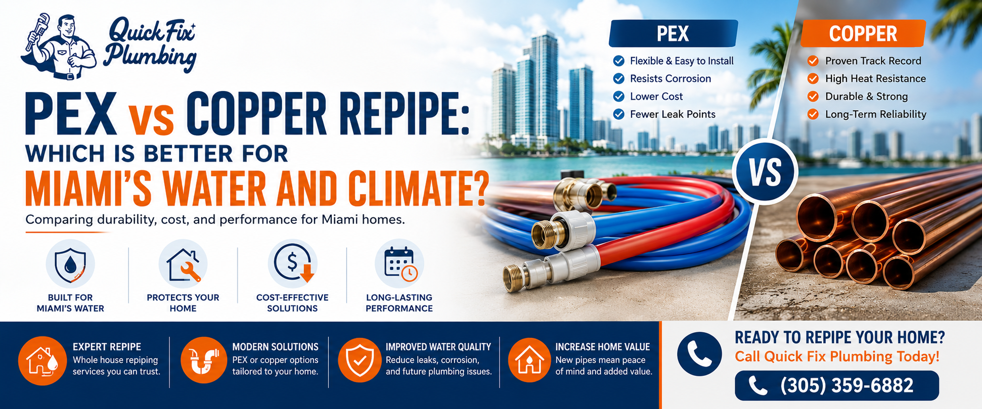 PEX vs Copper Repipe: Which Is Better for Miami's Water and Climate?